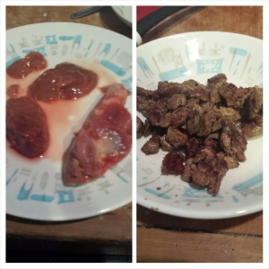 Giblets before and after cooking